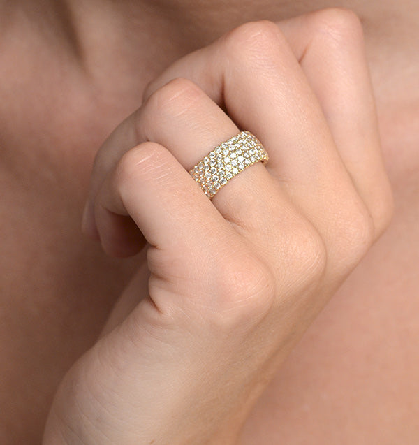 Mens 3ct G/Vs Diamond 18K Gold Full Band Ring