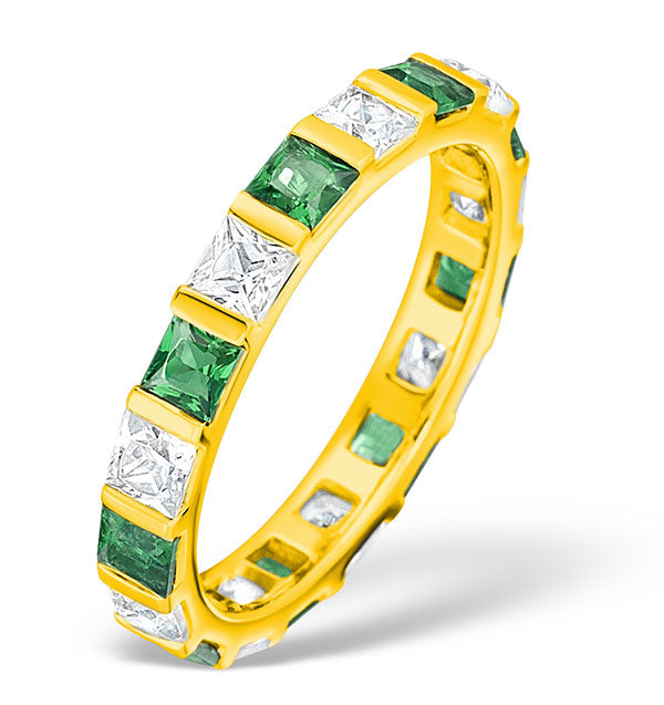 Olivia 18K Gold Emerald 1.20ct and G/VS 1CT Diamond Eternity Ring