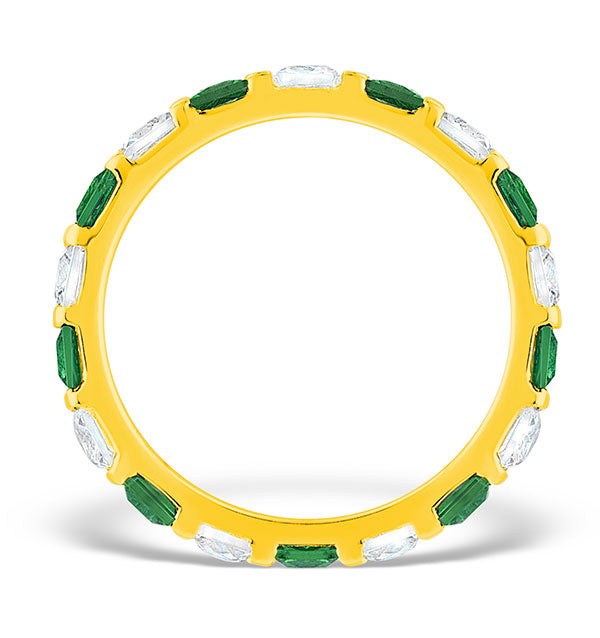 Olivia 18K Gold Emerald 1.20ct and G/VS 1CT Diamond Eternity Ring