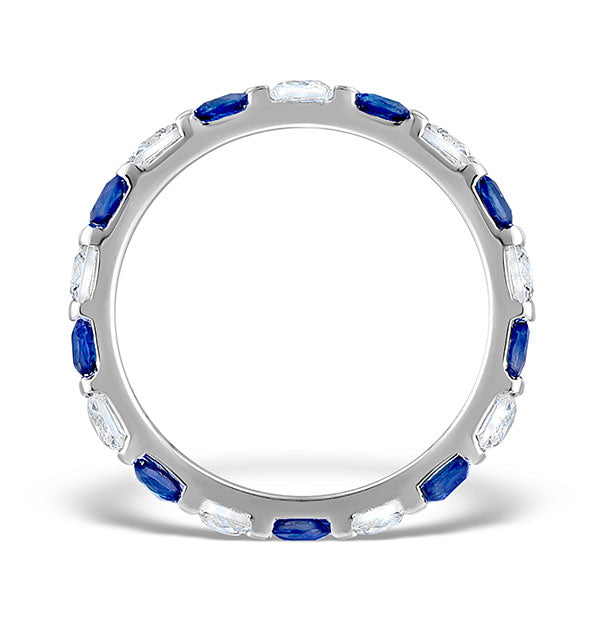Sapphire 1.30ct And Diamond Platinum Eternity Ring