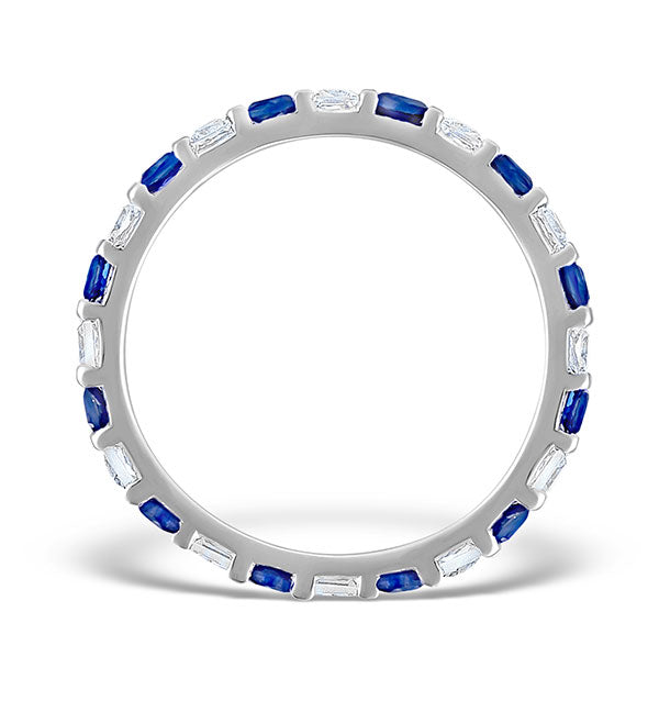 Sapphire 0.70ct And Diamond Platinum Eternity Ring