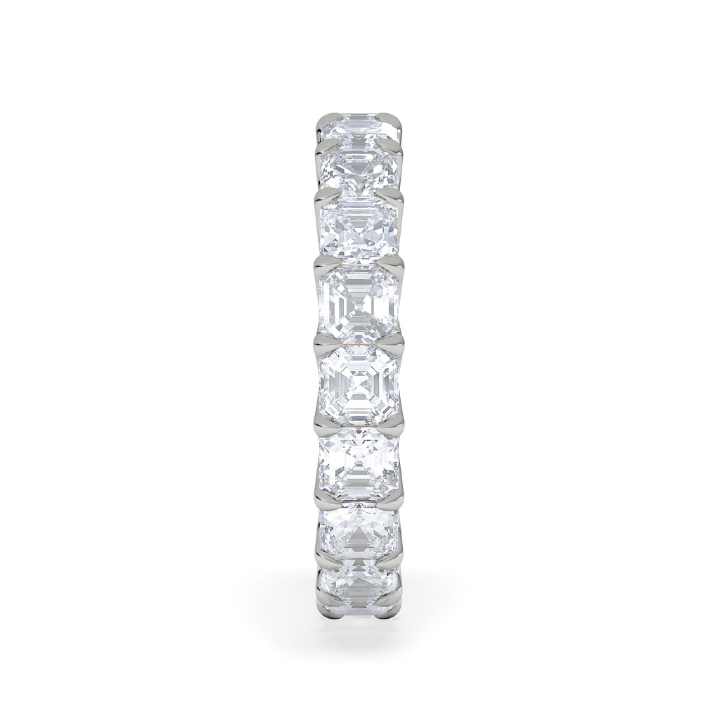 Elisa Diamond Eternity Ring Asscher Cut 4.32ct VVs Platinum Size O-W