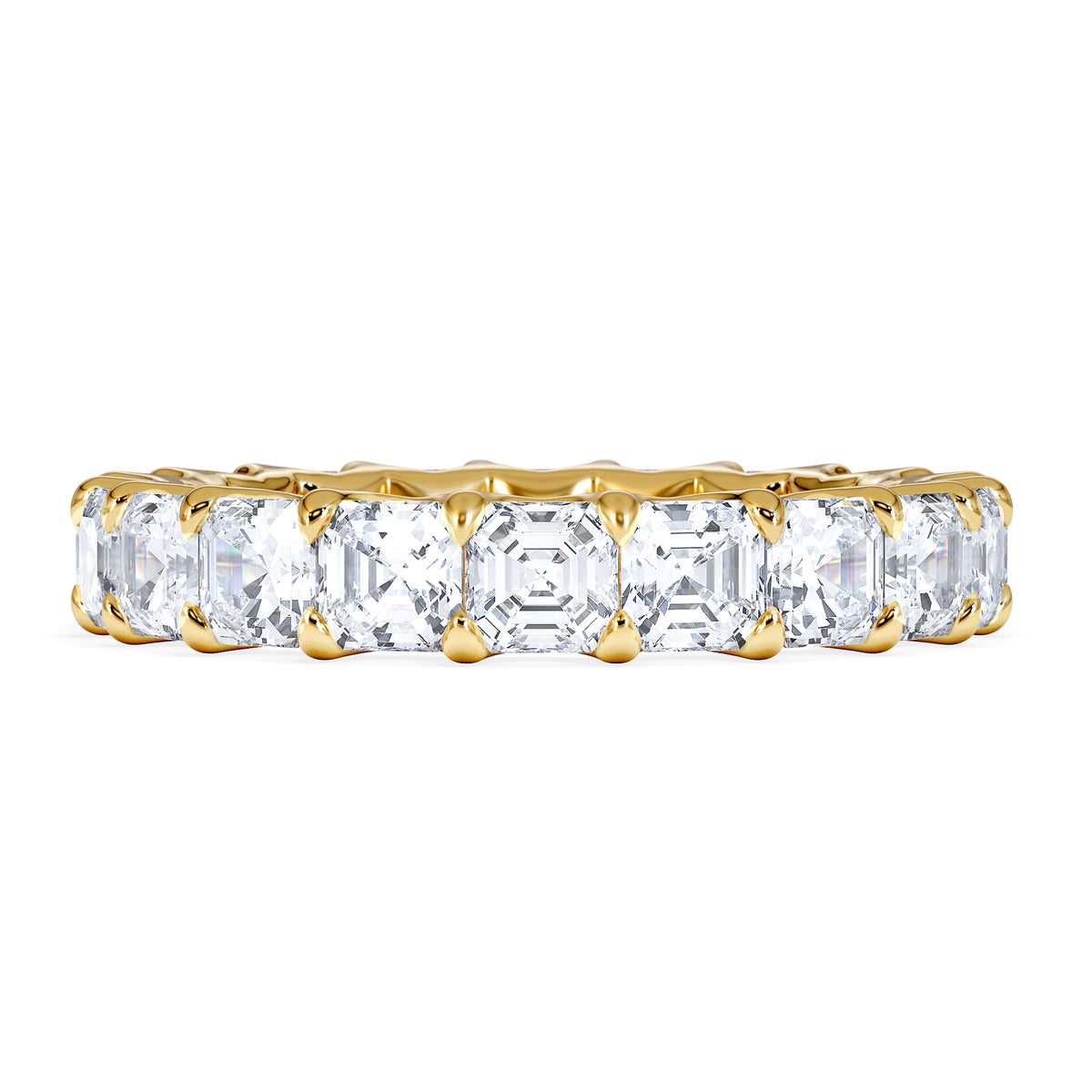 Elisa Diamond Eternity Ring Asscher Cut 5.98ct VVs 18K Gold Size O-W