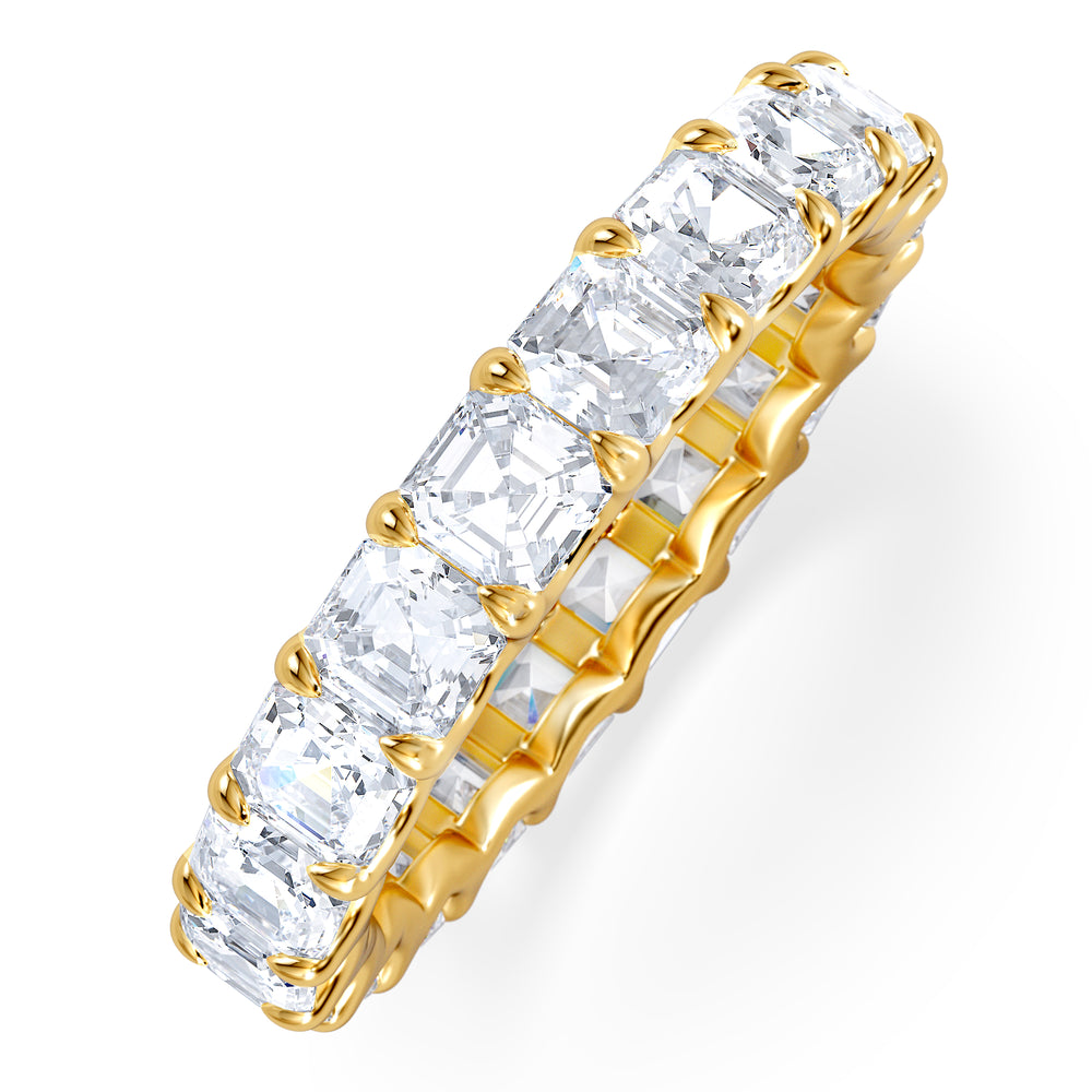 Elisa Diamond Eternity Ring Asscher Cut 7ct VVs 18K Gold Size O-W