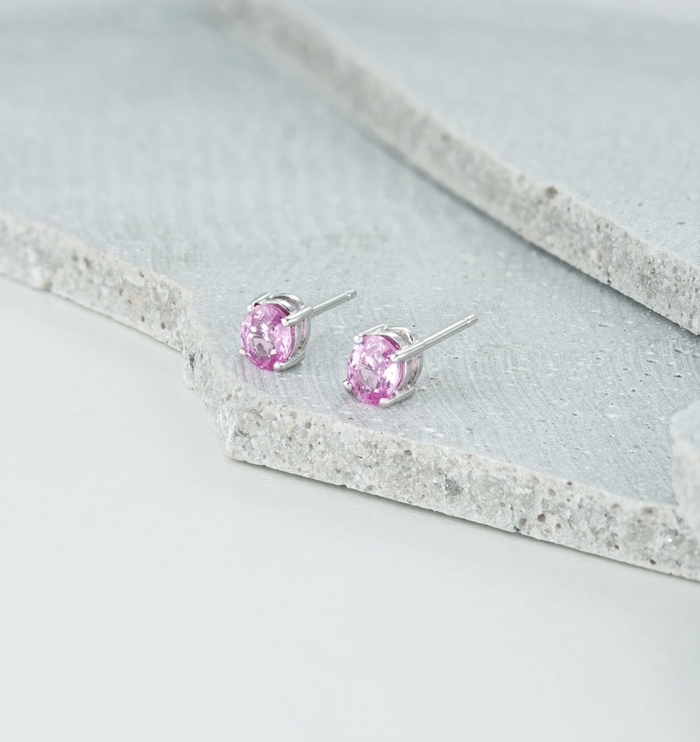Pink Sapphire 0.45ct 9K White Gold Earrings