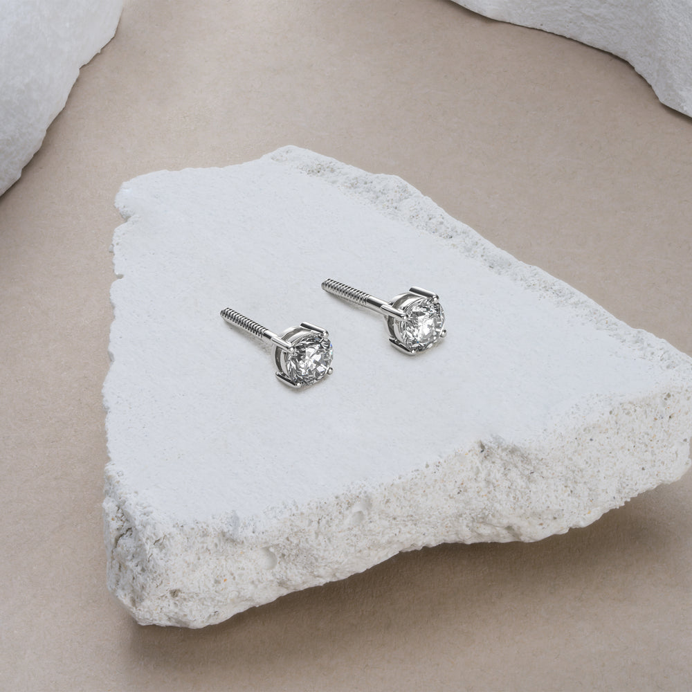 Diamond Earrings 1.00CT Studs Premium Quality in 18K White Gold 5.1mm
