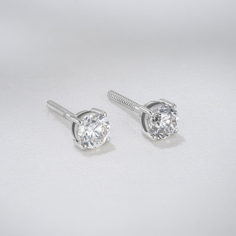 Diamond Earrings 1.00CT Studs Premium Quality in 18K White Gold 5.1mm