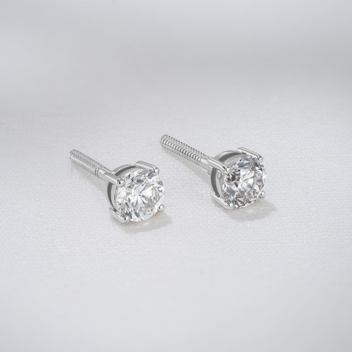Diamond Earrings 1.00CT Studs Premium Quality in 18K White Gold 5.1mm