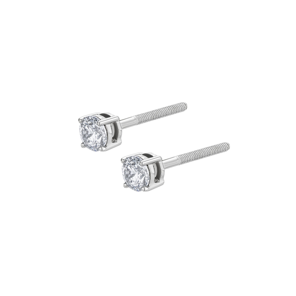 Diamond Earrings 0.50CT Studs Premium Quality in 18K White Gold 4.1mm
