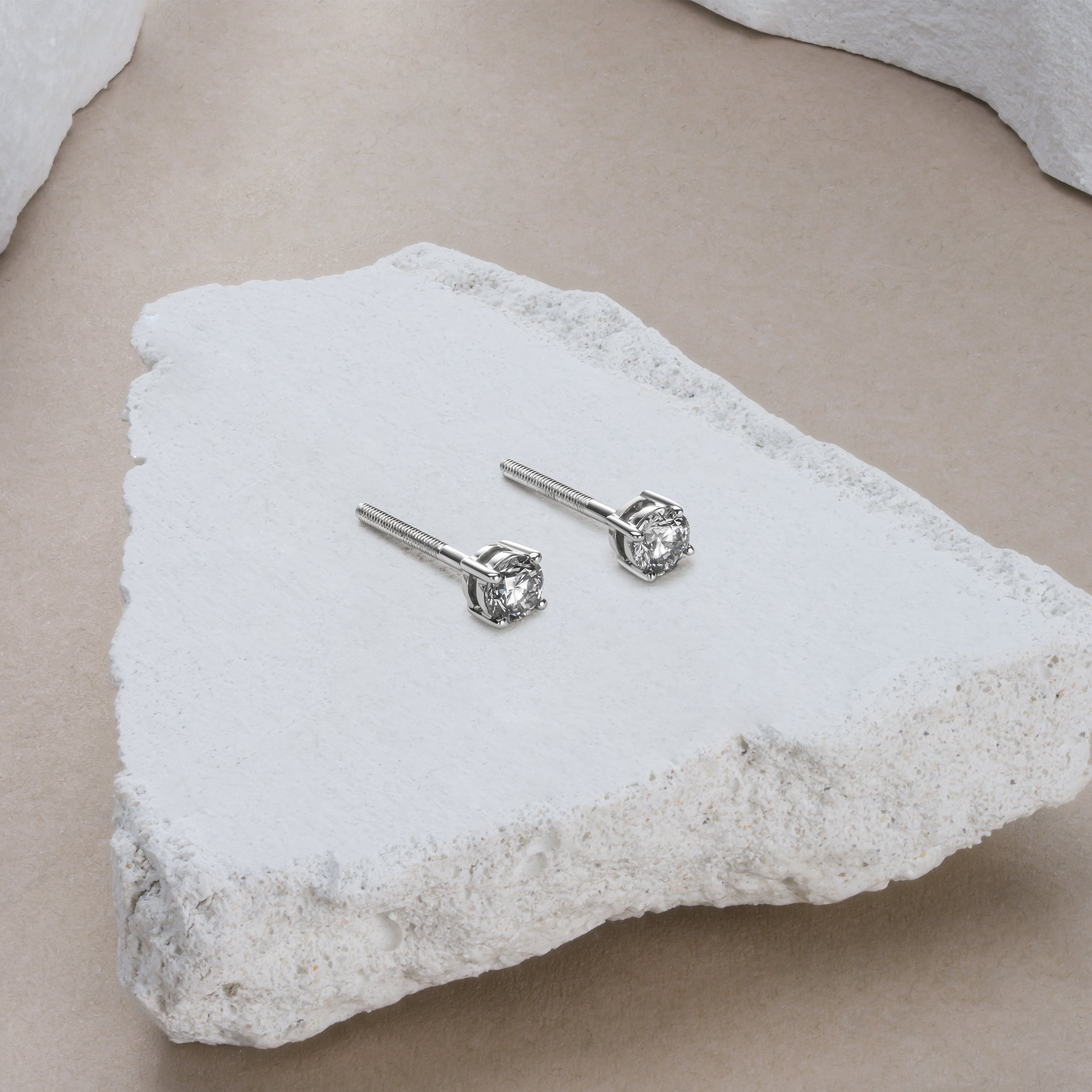 Diamond Earrings 0.50CT Studs Premium Quality in 18K White Gold 4.1mm