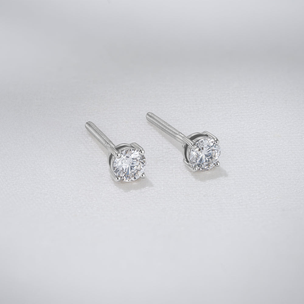 Diamond Earrings 0.50CT Studs Premium Quality in 18K White Gold 4.1mm