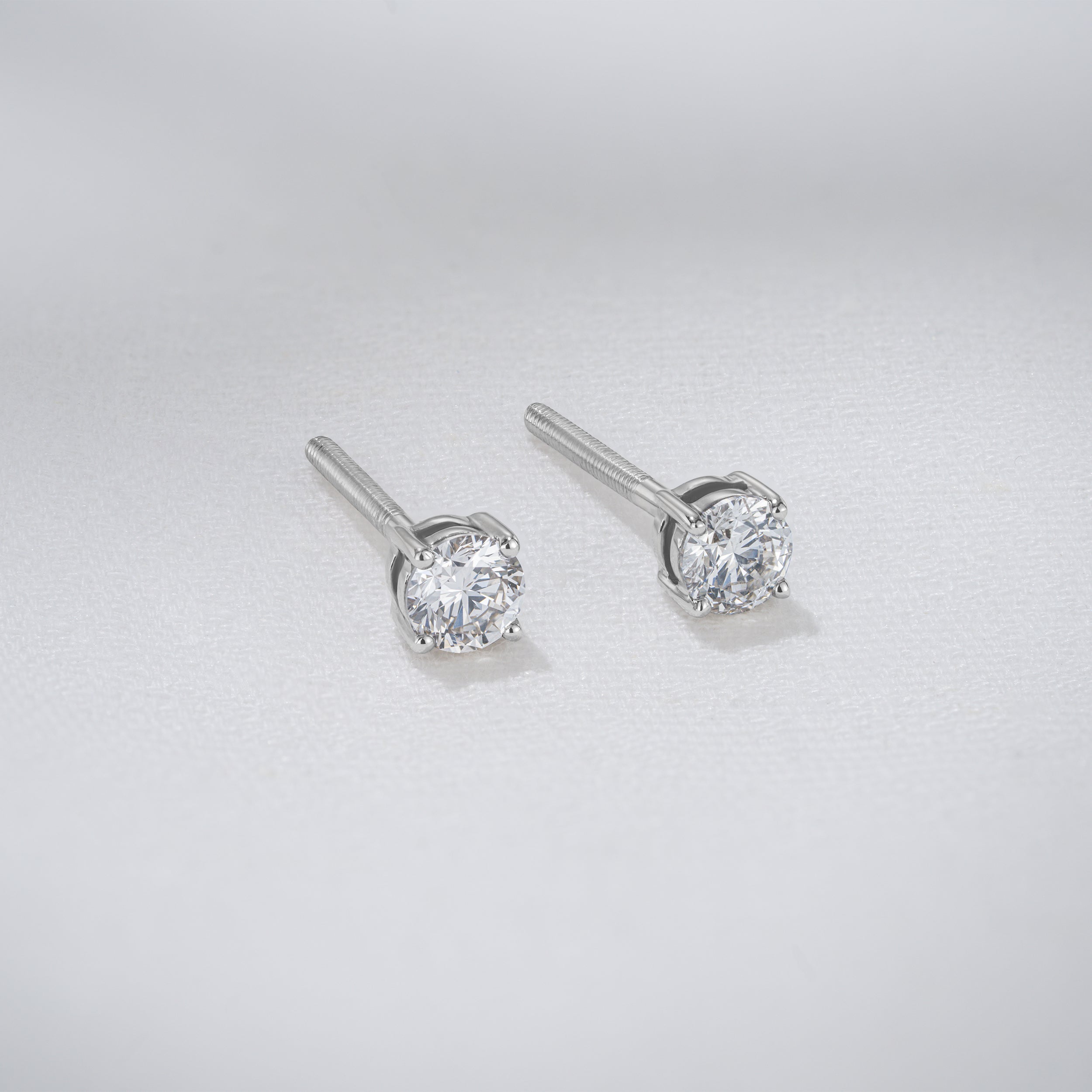 Diamond Earrings 0.50CT Studs Premium Quality in 18K White Gold 4.1mm