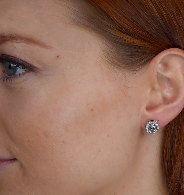 Aquamarine 1.40CT And Diamond 18K White Gold Earrings