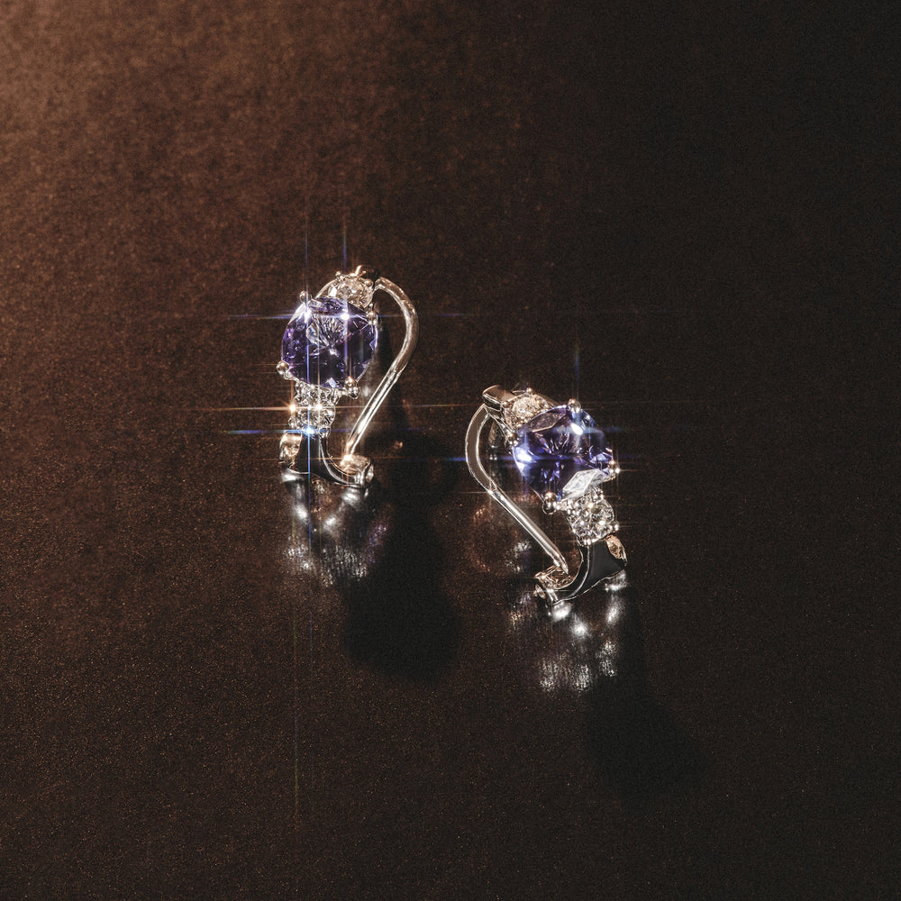 2.20ct Tanzanite Asteria Collection Diamond Earrings 18K White Gold