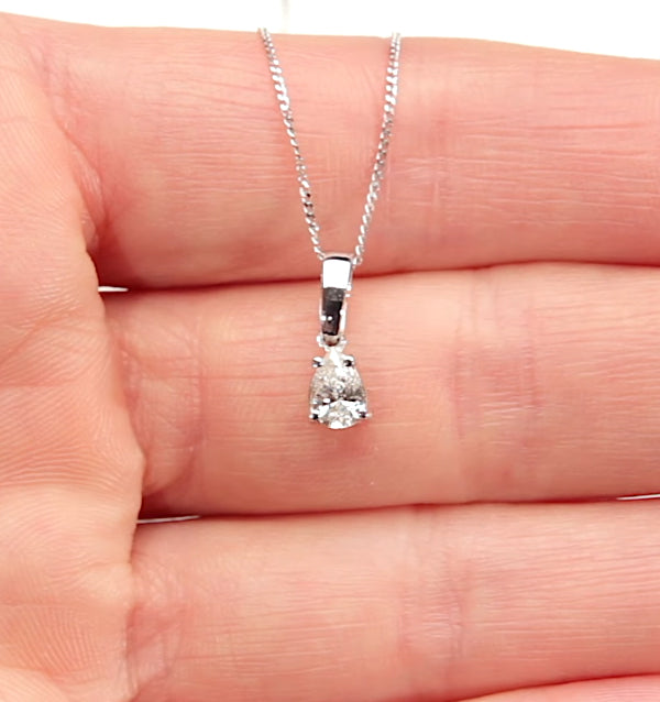 Keira 18K White Gold Pear Shape Diamond Pendant Necklace 0.33CT G/VS