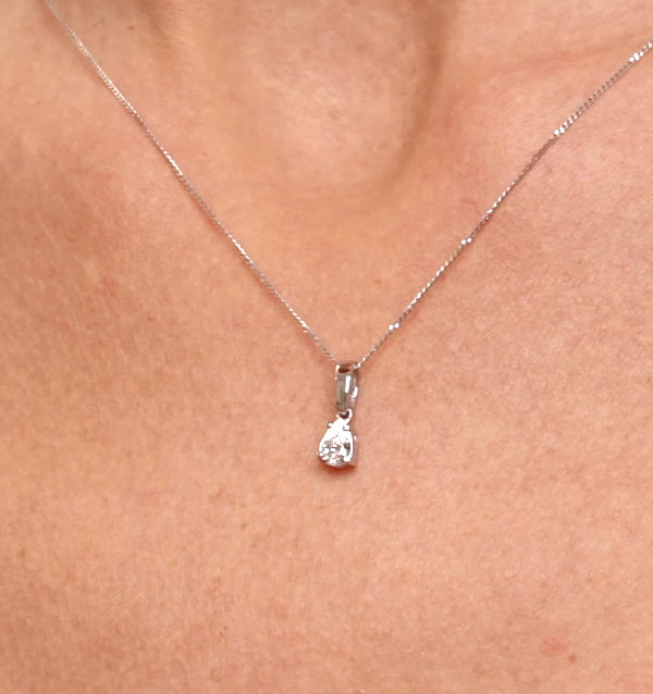 Keira 18K White Gold Pear Shape Diamond Pendant Necklace 0.33CT G/VS