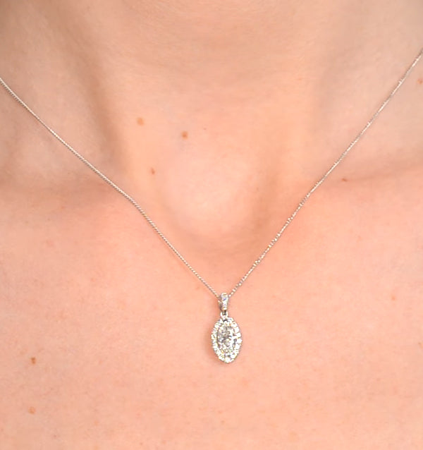 Ella 18K White Gold Diamond Marquise Pendant 0.73ct H/SI