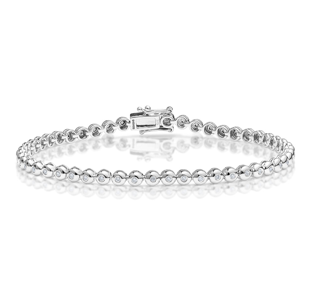 Diamond Tennis Bracelet Rubover Style 0.50ct 9K White Gold