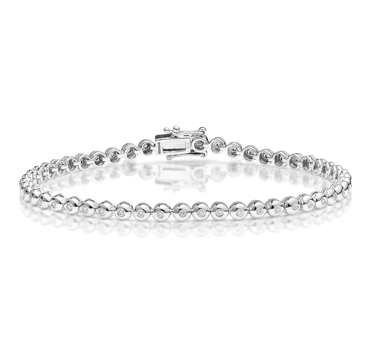 Diamond Tennis Bracelet Rubover Style 0.50ct 9K White Gold