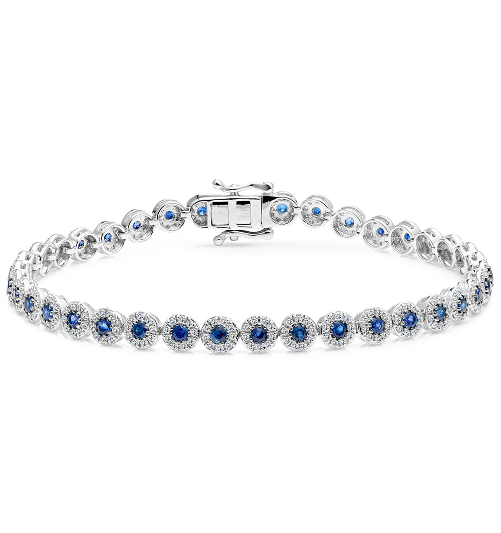 1.62ct Sapphire and 1ct Diamond Stellato Bracelet in 9K White Gold