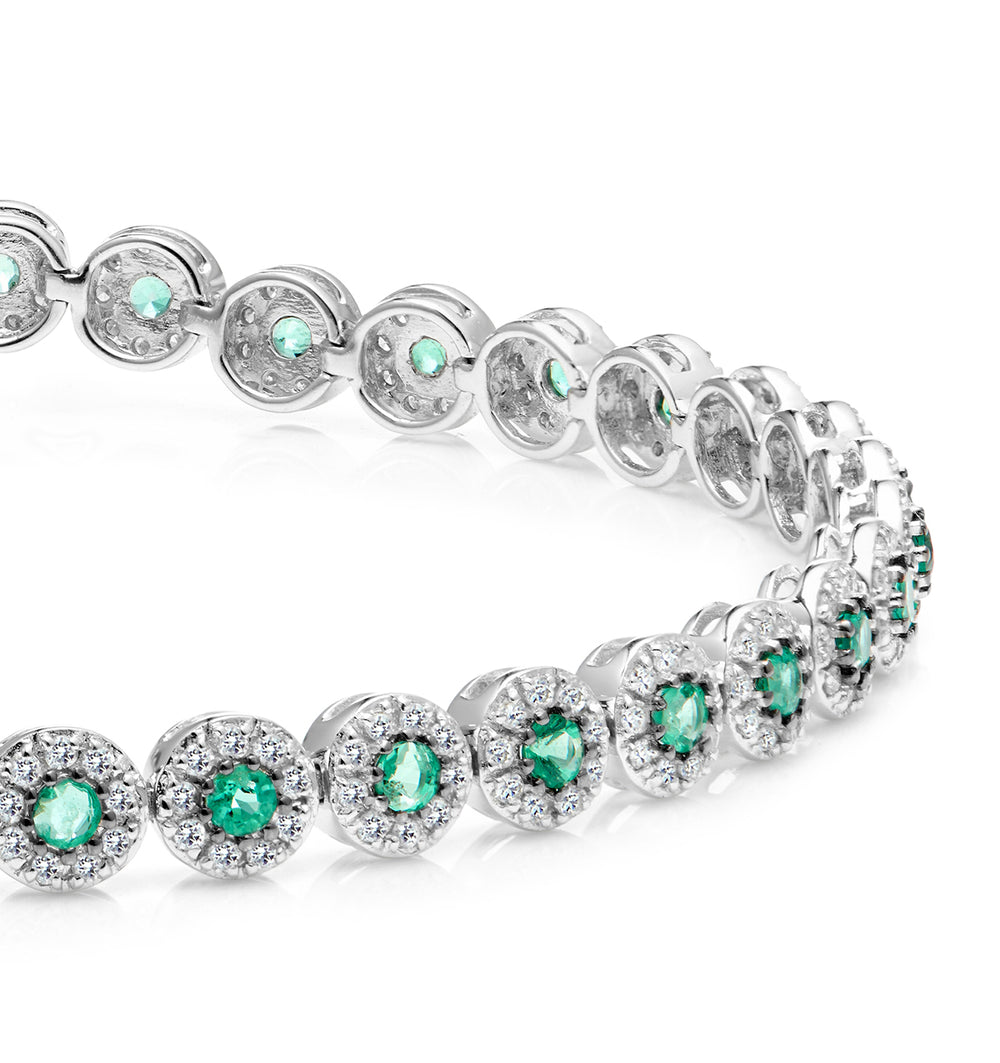 1.11ct Emerald and 1ct Diamond Stellato Bracelet in 9K White Gold