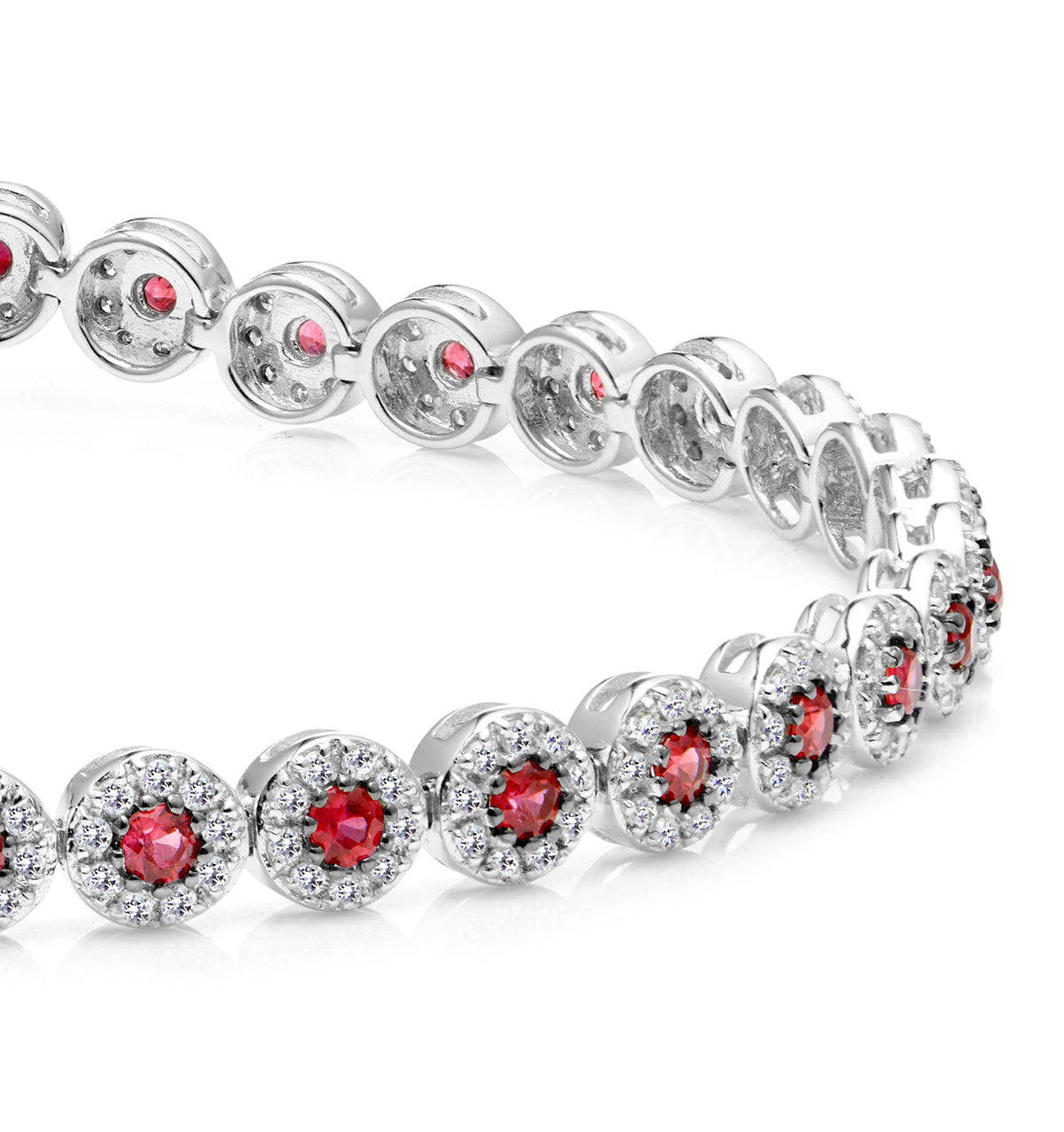 1.36ct Ruby and 1ct Diamond Stellato Bracelet in 9K White Gold