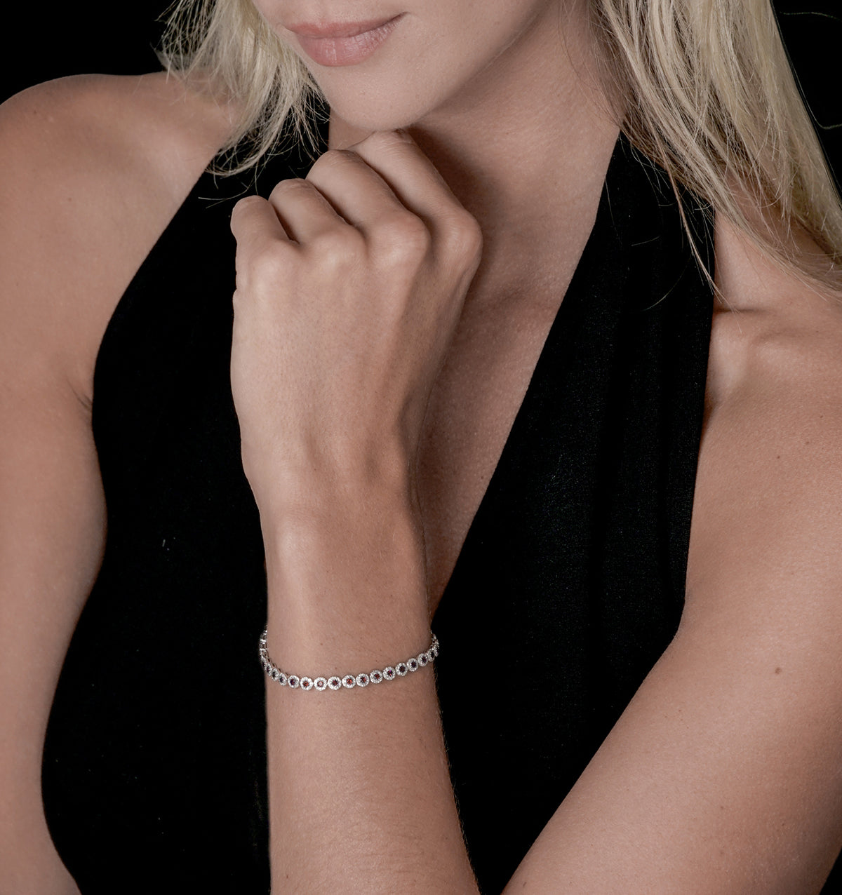 1.36ct Ruby and 1ct Diamond Stellato Bracelet in 9K White Gold