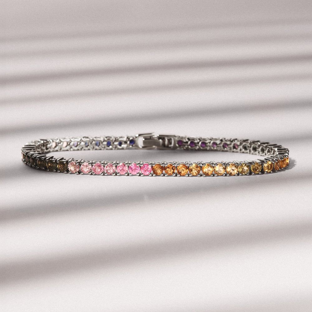 Rainbow 7.50ct Tennis Bracelet in Sterling Silver