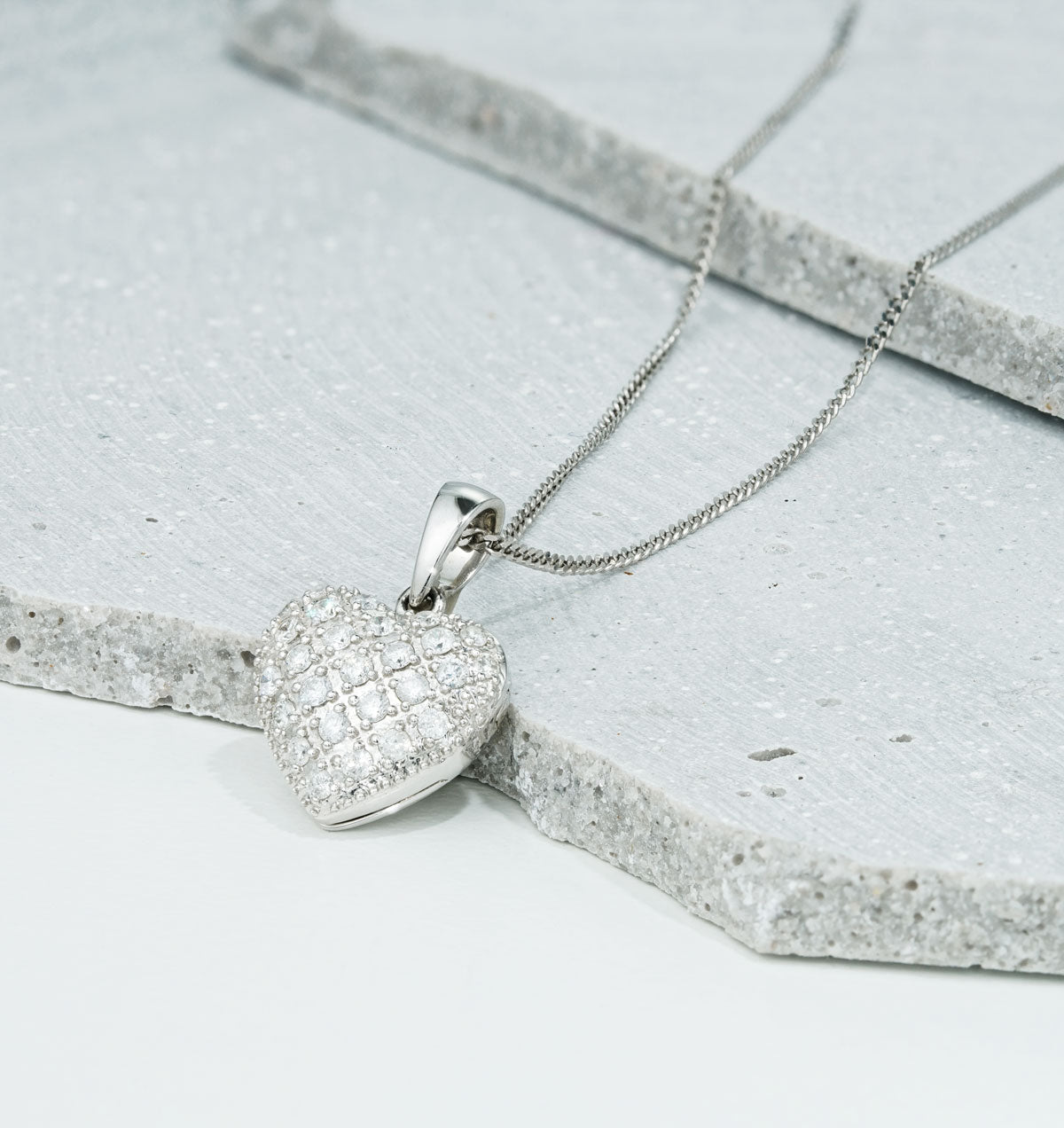 Diamond 0.47ct Heart Pendant Necklace 9K White Gold