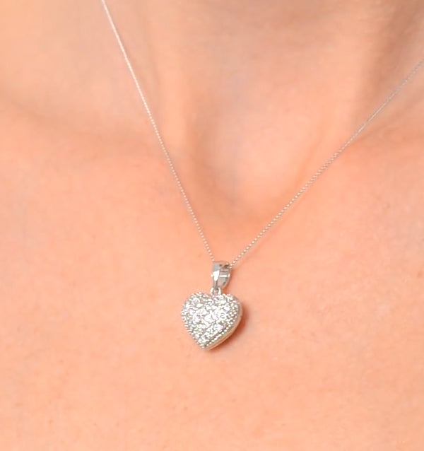 Diamond 0.47ct Heart Pendant Necklace 9K White Gold