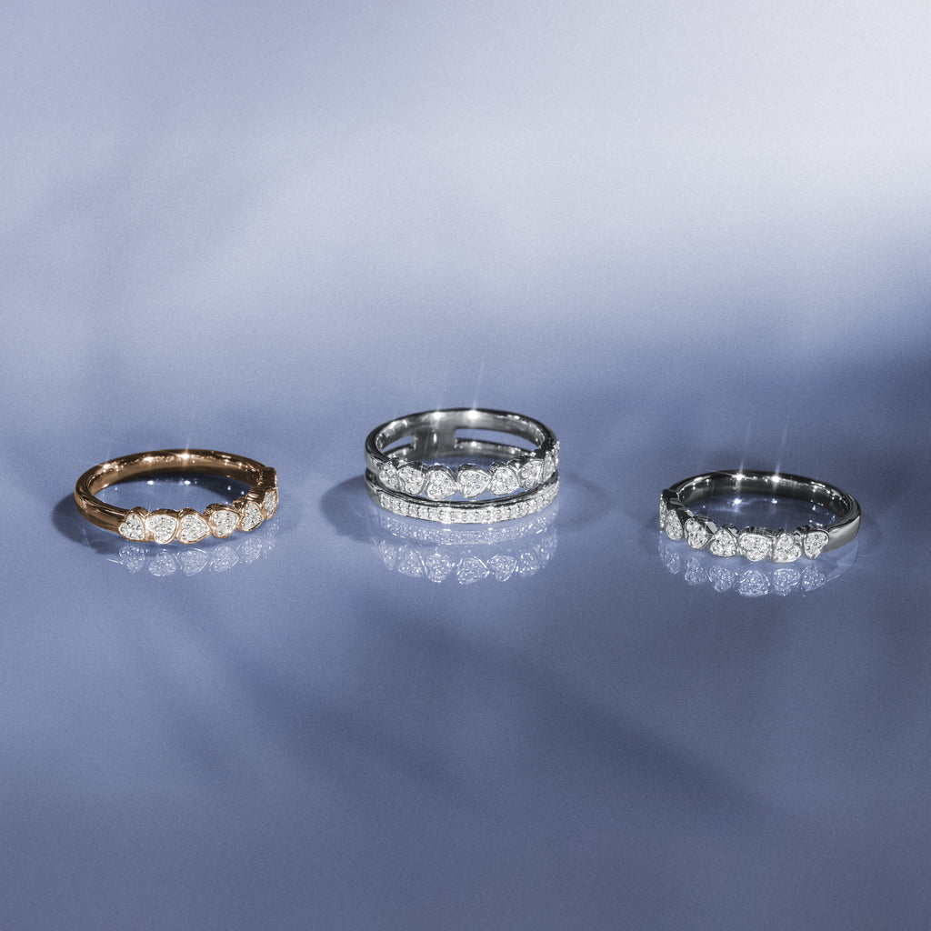 Heart Half Eternity Ring Lab Diamond 0.11ct in 925 SIlver