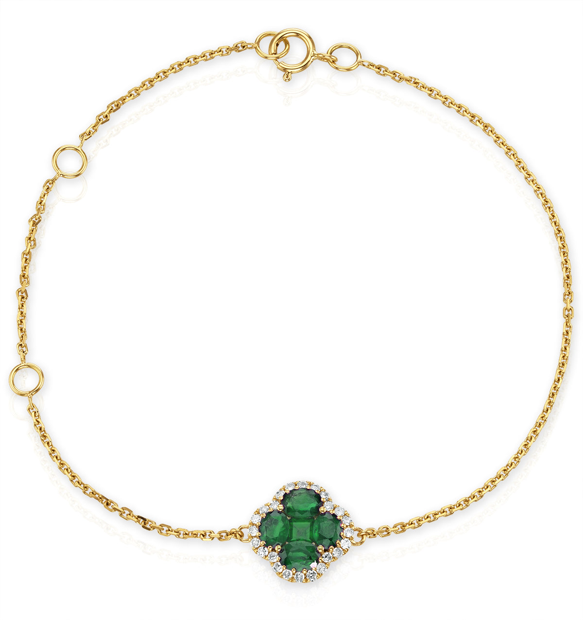 Alegria 1.01ct Emerald and Lab Diamond Bracelet in 9K Yellow Gold