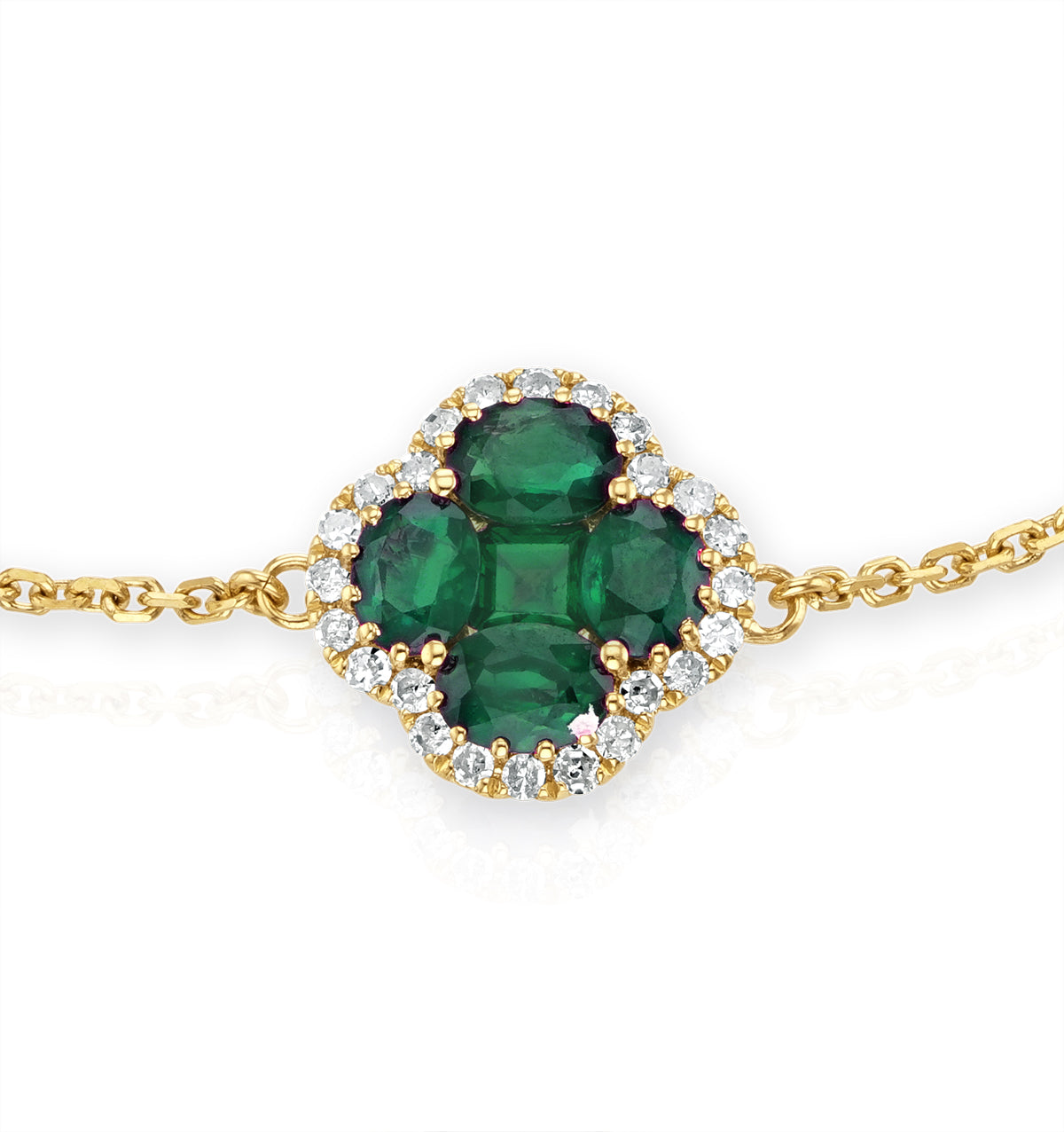 Emerald 1.01ct And Diamond 18K Yellow Gold Alegria Bracelet