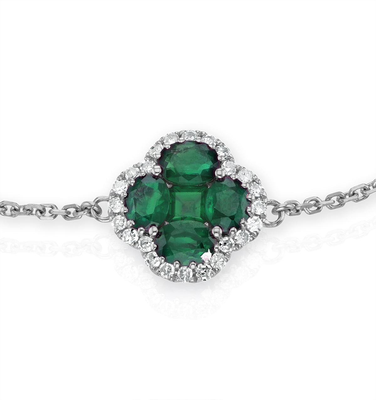 Alegria 1.01ct Emerald and Lab Diamond Bracelet in 9K White Gold