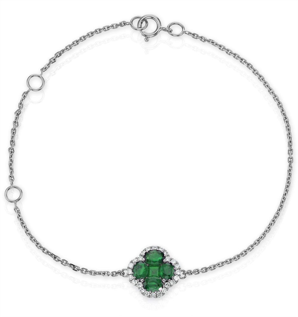 Alegria 1.01ct Emerald and Lab Diamond Bracelet in 9K White Gold