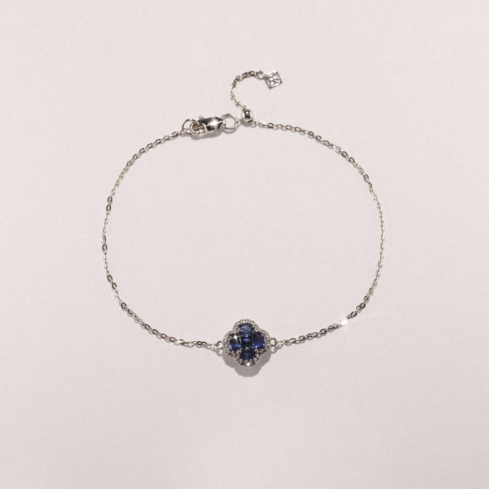 Alegria 1.11ct Sapphire and Lab Diamond Halo Bracelet in 9K White Gold