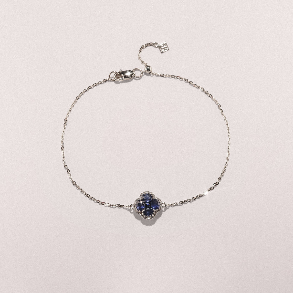 Alegria 1.11ct Sapphire and Lab Diamond Halo Bracelet in 9K White Gold