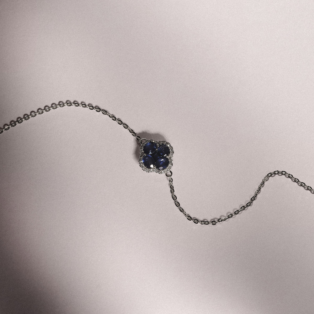 Alegria 1.11ct Sapphire and Lab Diamond Halo Bracelet in 9K White Gold