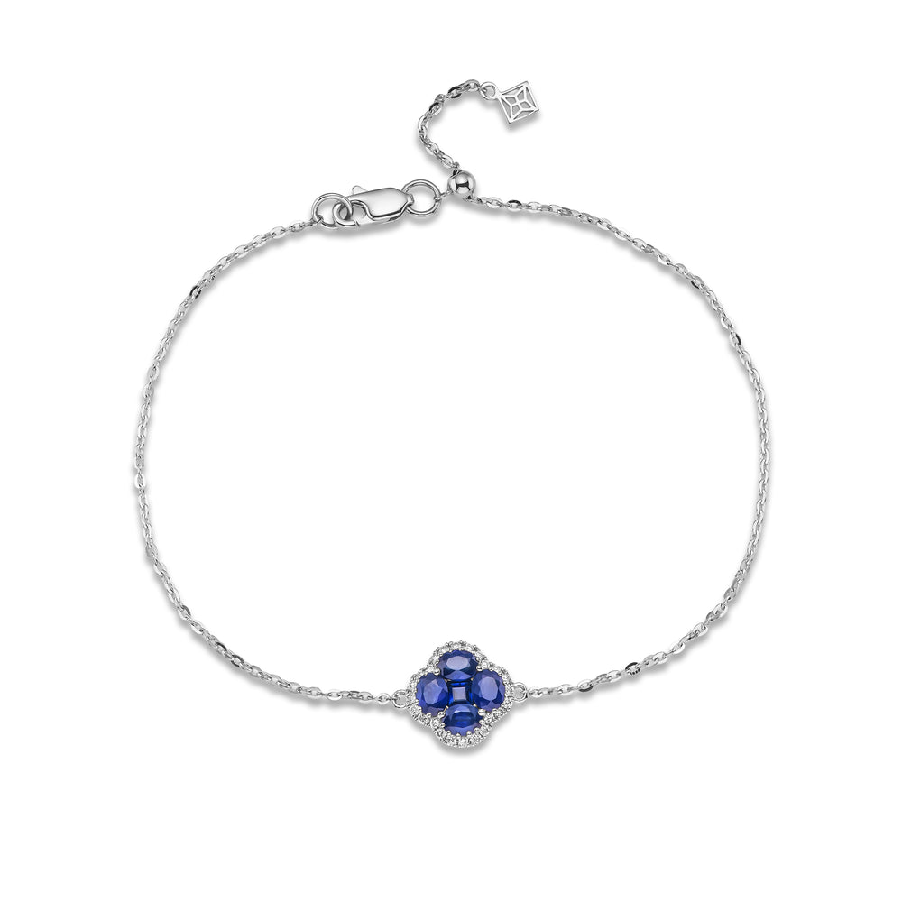 Alegria 1.11ct Sapphire and Lab Diamond Halo Bracelet in 9K White Gold