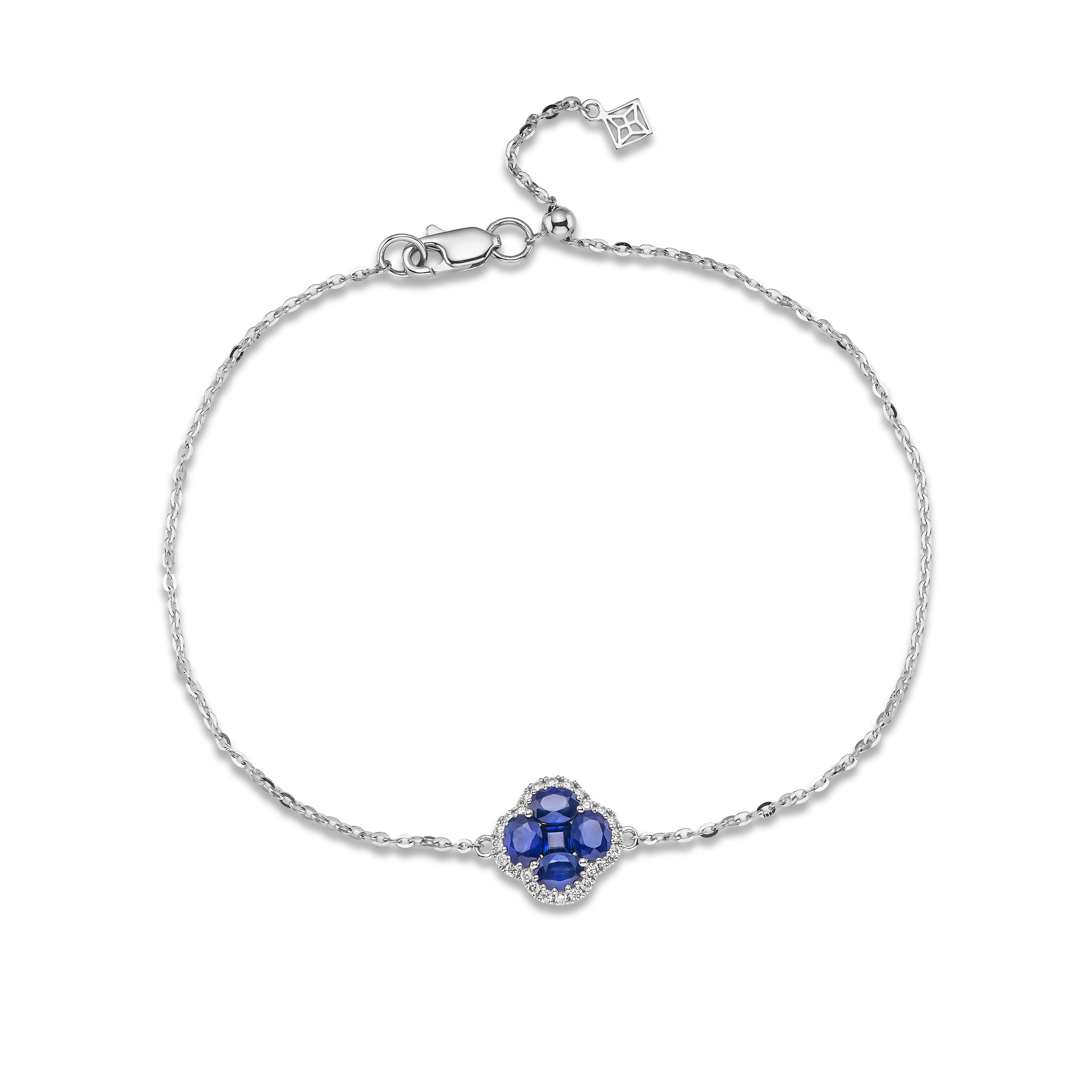 Alegria 1.11ct Sapphire and Lab Diamond Halo Bracelet in 9K White Gold