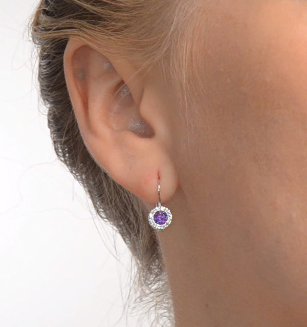 Amethyst 0.57CT And Diamond 9K White Gold Earrings