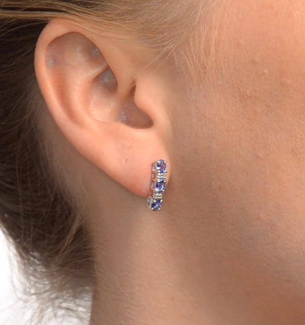 Tanzanite 1.02CT And Diamond 9K White Gold Earrings