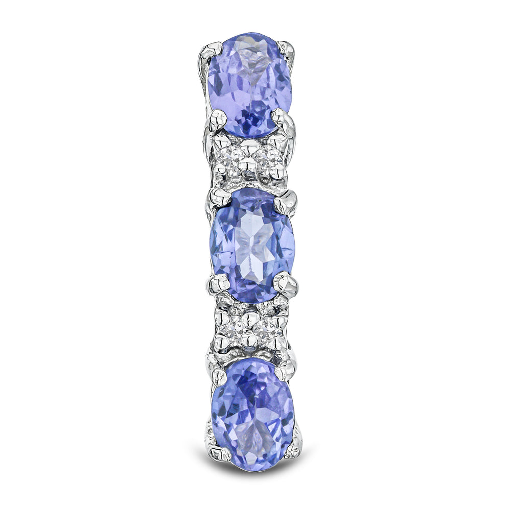 Tanzanite 1.02CT And Diamond 925 Sterling Silver Earrings