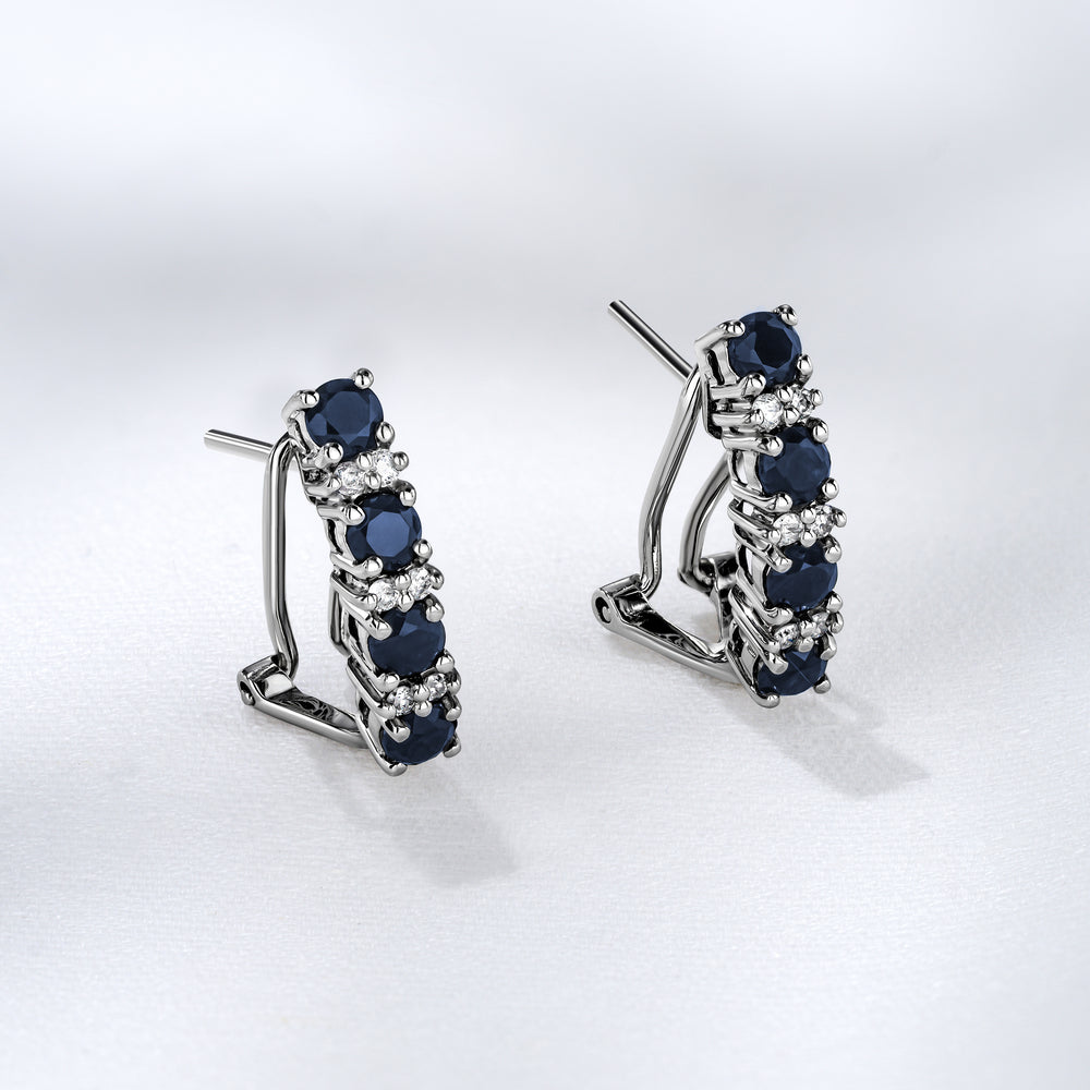 Sapphire 1.45CT And Diamond 9K White Gold Earrings