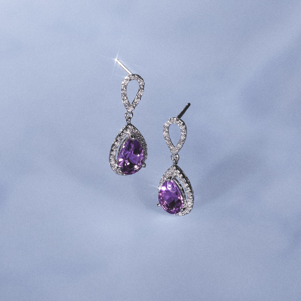 Amethyst 2.47CT And Diamond 9K White Gold Earrings