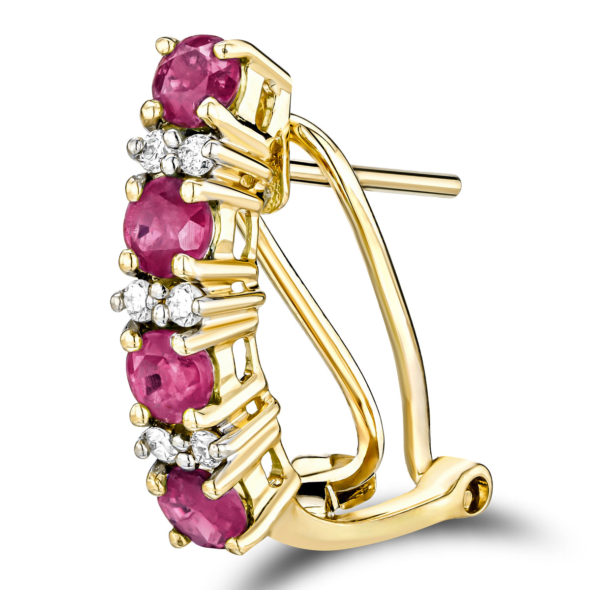 Pink Sapphire 1.15CT And Diamond 9K Yellow Gold Earrings