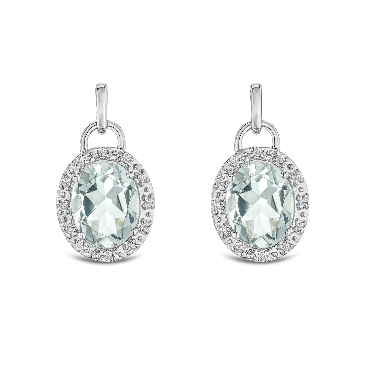 Aquamarine 3.69CT And Diamond 925 Sterling Silver Earrings