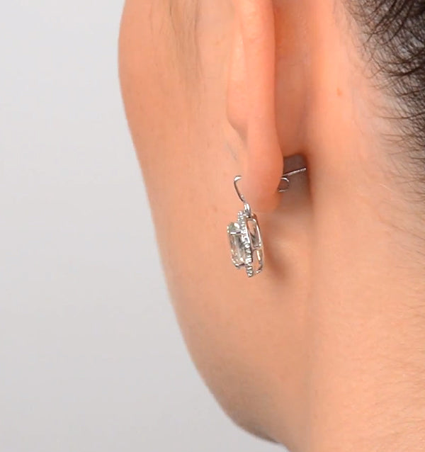 Aquamarine 3.69CT And Diamond 9K White Gold Earrings