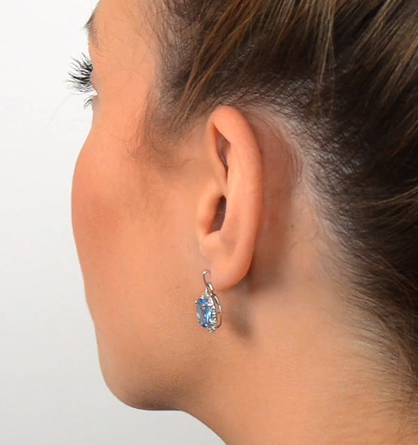 Blue Topaz 4.58CT And Diamond 9K White Gold Earrings
