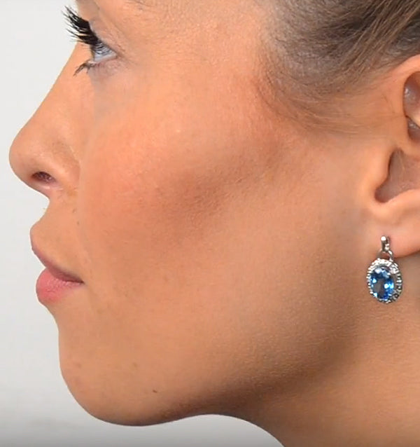 Blue Topaz 4.58CT And Diamond 9K White Gold Earrings
